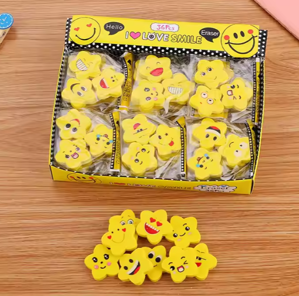 Emoji Erasers 3 Pcs each Pack / Box 36 Pack - Official Lige