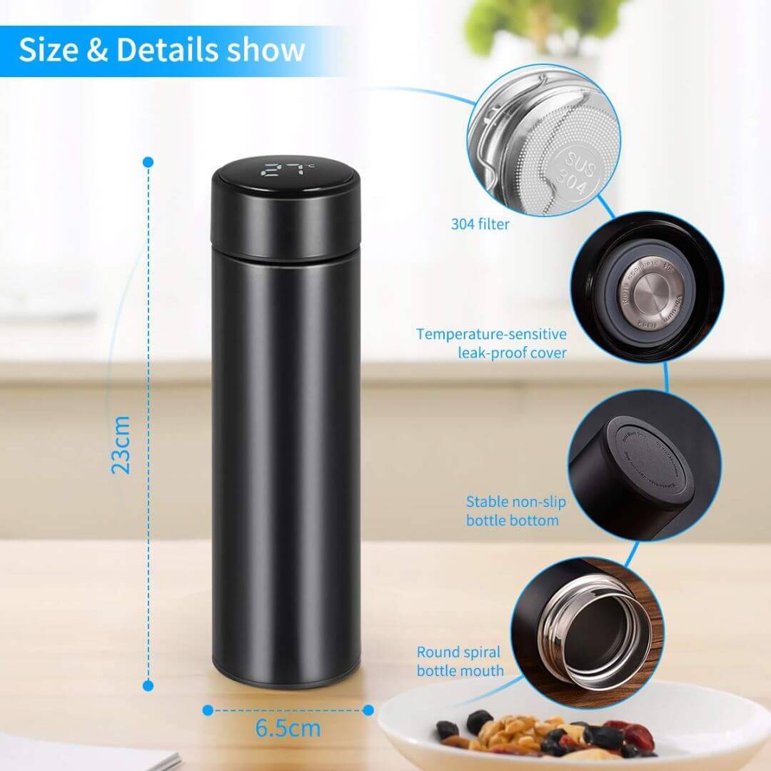 500ml Vacuum Flask with Temperature Display - Can Print