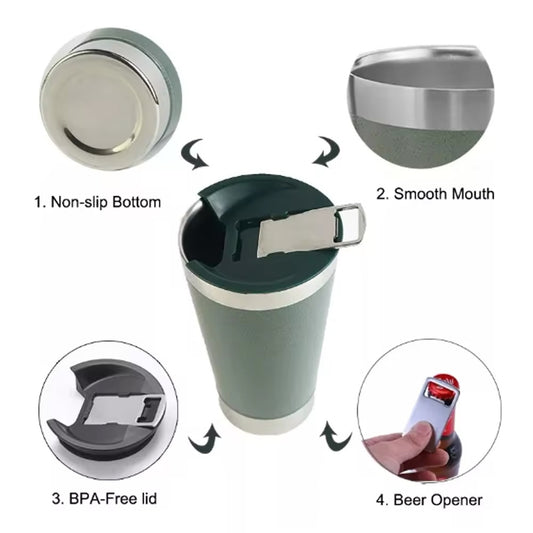 590ML Stainless Steel Thermo Mugs with Lid and Bottle Opener